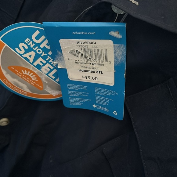 Columbia Men’s PFG Bahama II Short Sleeve Shirt - Tall Navy Blue 3TL - Picture 7 of 7